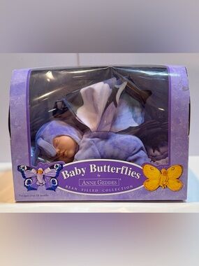 Anne Geddes Baby Butterflies Purple Doll w/ Box 2001 Bean Filled Collectible
